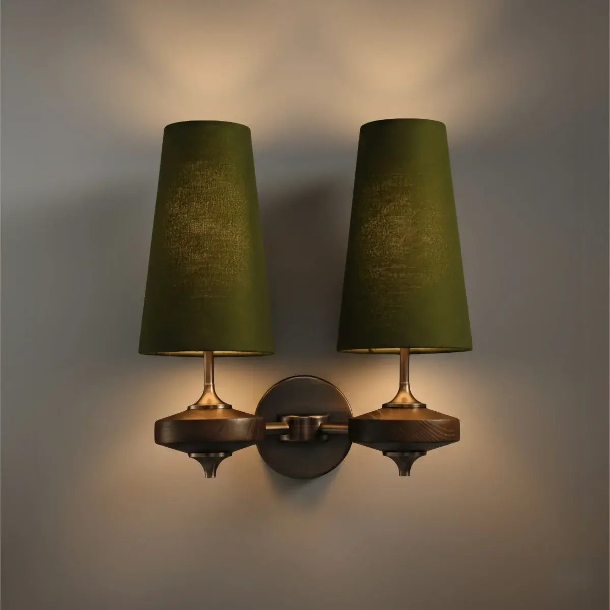 Mid-Century Wall Sconce – Fabric Shade and Wood Wall Light